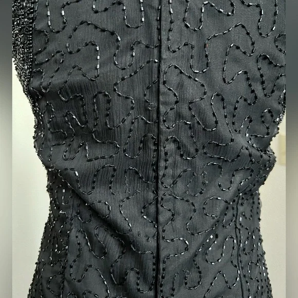 Laurence Kazar Beaded Cocktail Formal Silk Dress - Picture 7 of 11